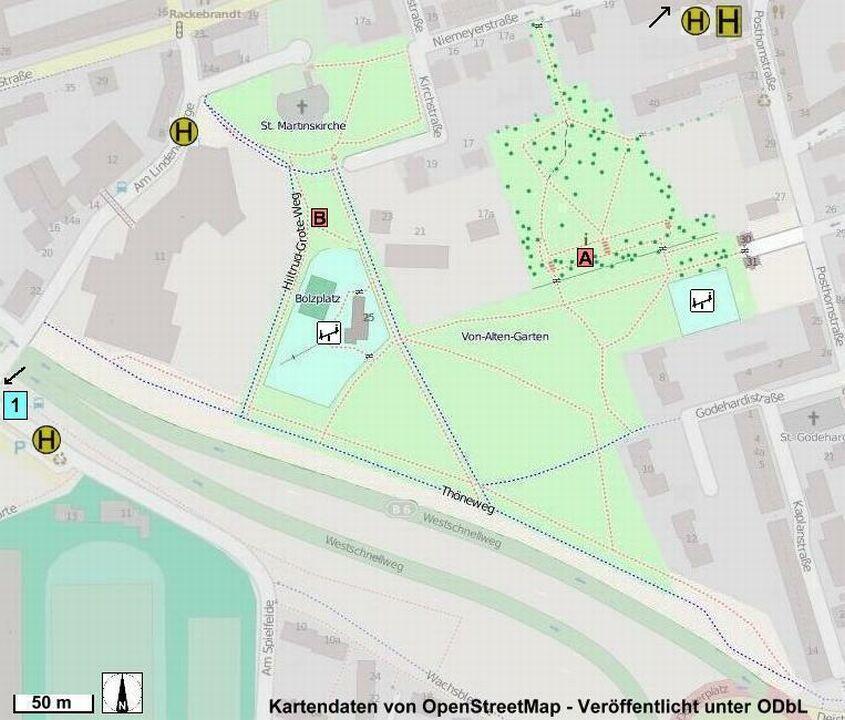 Plan Karte vom Von-Alten-Garten